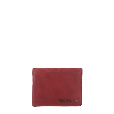 Portefeuille STAMP ST416, homme, cuir lavé, rouge