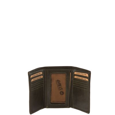 STAMP ST478 wallet, men, washed leather, khaki color