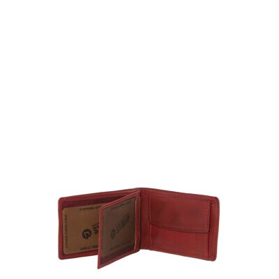 STAMP ST485 wallet, men, washed leather, red