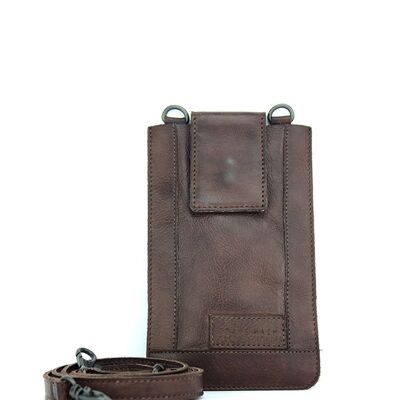 Bolso para móvil unisex Stamp en piel color cuero - Marron