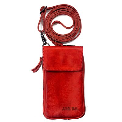 Stamp Unisex-Handytasche aus rotem Leder - Rot