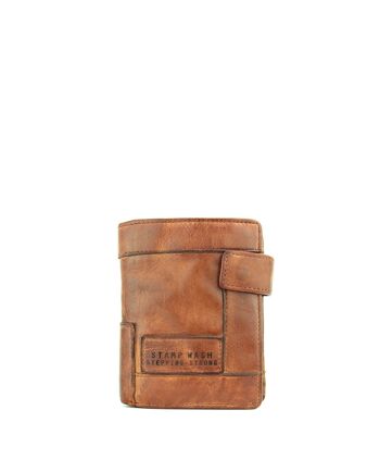 Portefeuille pour hommes Stamp en couleur cuir - Capacité en cuir pour 11 cartes, deux sections pour les billets et porte-monnaie à rabat intérieur 1