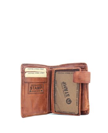 Portefeuille pour hommes Stamp en couleur cuir - Capacité en cuir pour 11 cartes, deux sections pour les billets et porte-monnaie à rabat intérieur 3