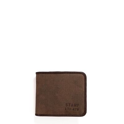 Stamp men's brown canvas wallet - Marron