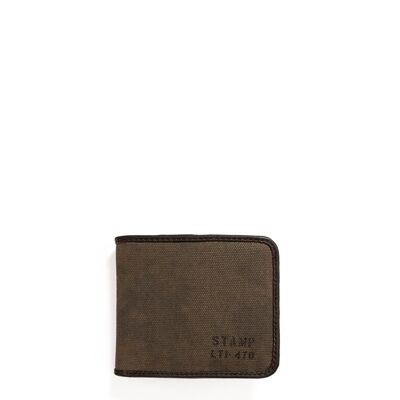 Stamp men's wallet in khaki canvas - khaki