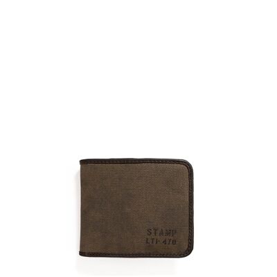 Stamp men's wallet in khaki canvas - khaki