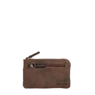 Stamp men's brown canvas purse - Marron