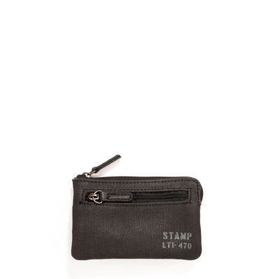 Stamp Men's Black Canvas Wallet - Black