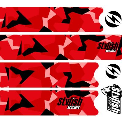 Skin for electric patiente Xiaomi m365 Red Camo - PARTIAL KIT