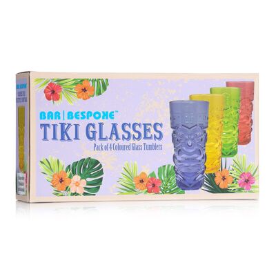 Confezione da 4 bicchieri Tiki Highball colorati su misura