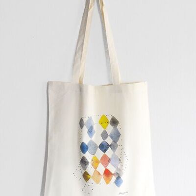 Tote bag unisexe géométrique multicolore aquarelle