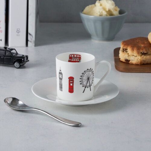 London Skyline - Boxed Set of 2 Espresso Cups and Saucers