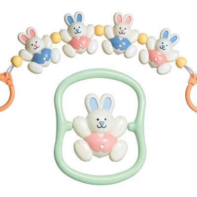 Tolo Baby Gift Set Rabbits - Carriage Tree & Rattle