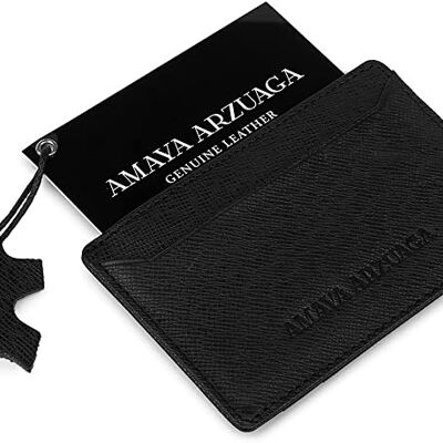 Amaya Arzuaga - Tarjetero de Piel Color Negro - 4 Tarjetas