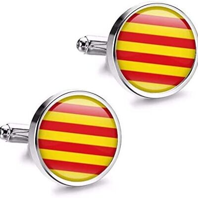 Pin y Gemelos de la Bandera de Cataluña en Magglass 16mm..