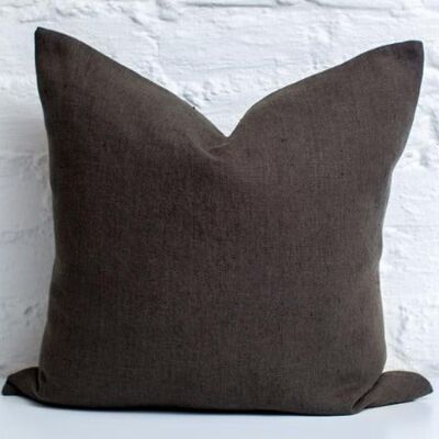 Charcoal Linen Pillow Cover - 50x50 cm (20x20 inches)