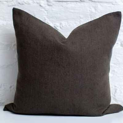 Charcoal Linen Pillow Cover - 60x60 cm (24x24 inches)