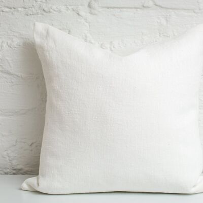 White pure minimal linen pillow cover - 40x40cm (16x16 inches)