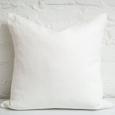 White pure minimal linen pillow cover - 50x50cm (20x20 inches)