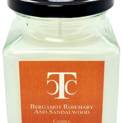 Bergamot Rosemary & Sandalwood  Scented Candle Jar 40 hour