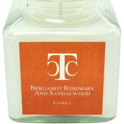 Bergamot Rosemary & Sandalwood  Scented Candle Jar 40 hour