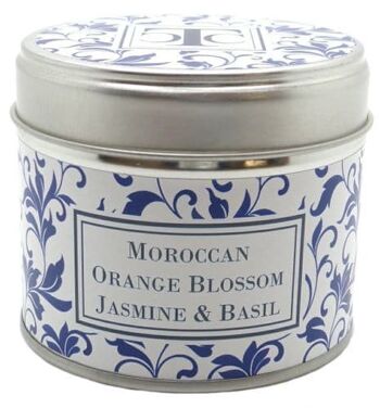 Bougie Parfumée Marocaine Fleur d'Oranger Jasmin & Basilic Boîte 35 heures 1