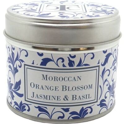 Bougie Parfumée Marocaine Fleur d'Oranger Jasmin & Basilic Boîte 35 heures