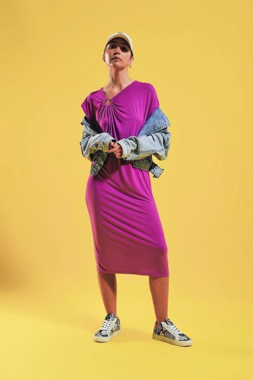 Ring midi dress in fuchsia