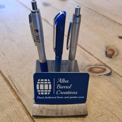 Desk business card and pen holder