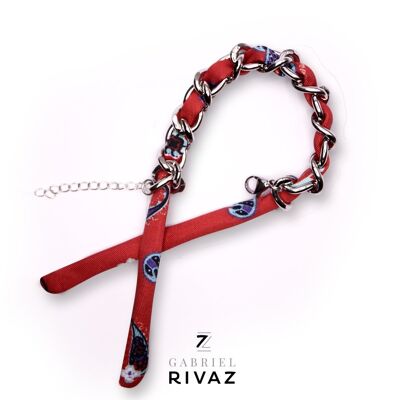 Chain Bracelet Red passion silk ribbon