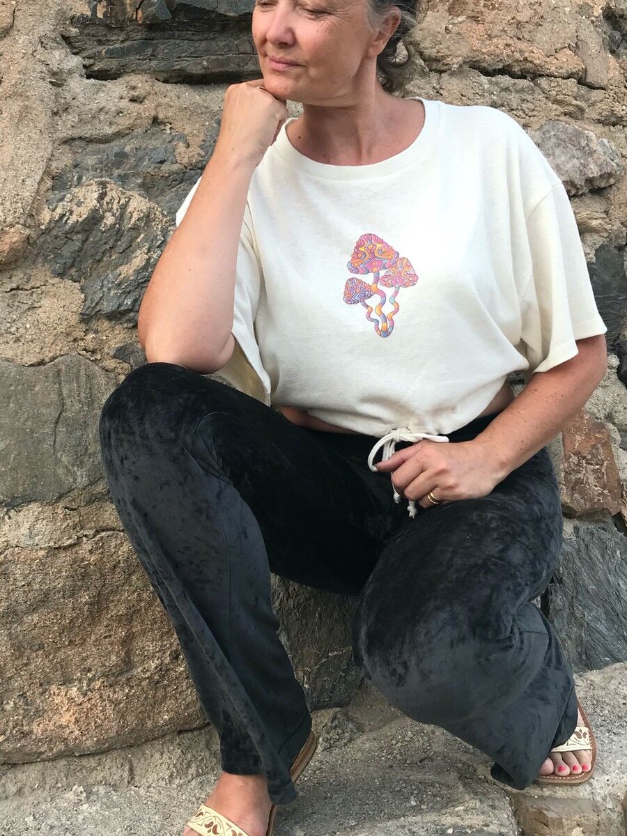 Top a bolle di canapa con coulisse