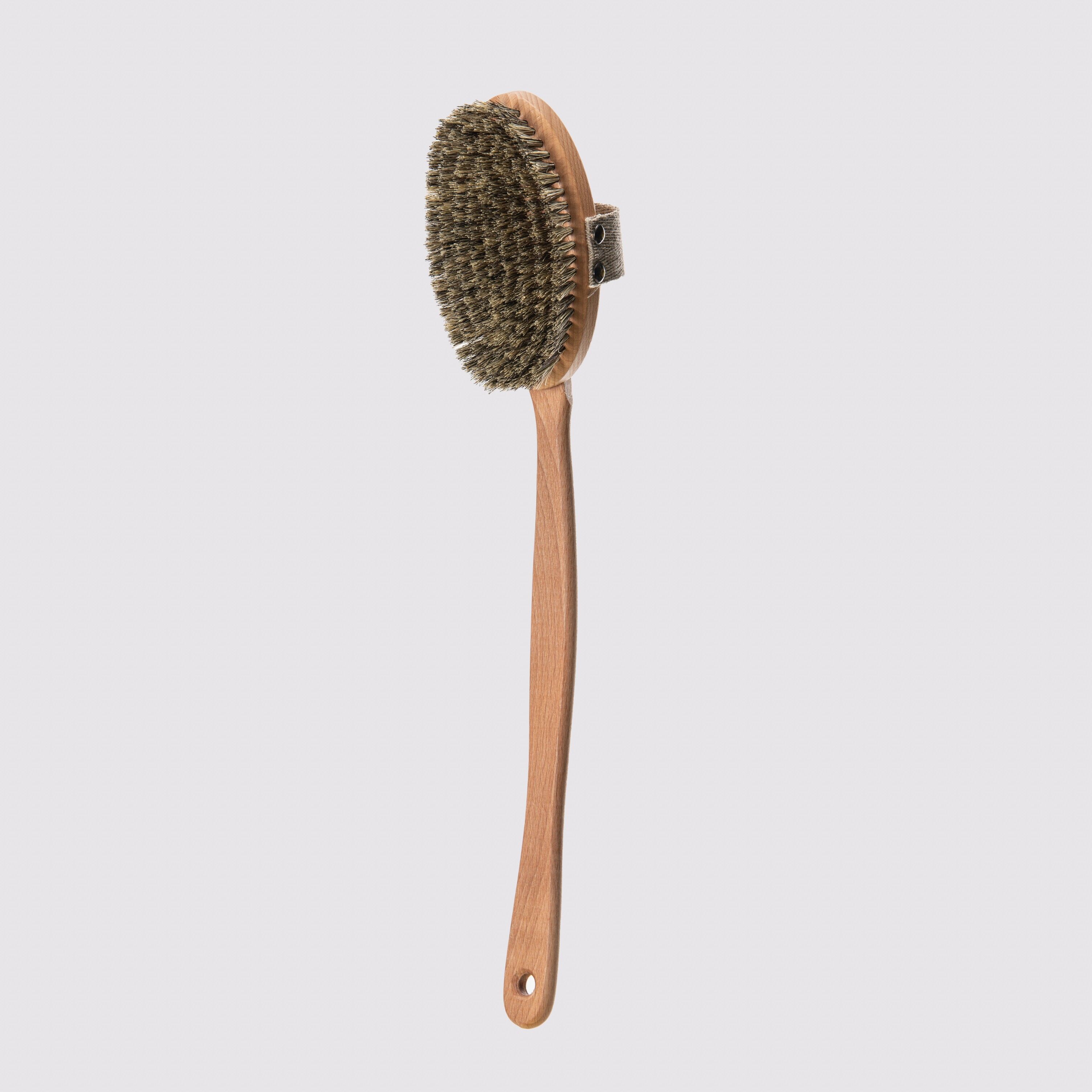 100% Natural Dry Brush / Bath Brush with Detachable Handle - Beechwood