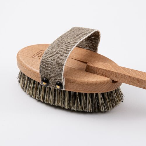100% Natural Dry Brush / Bath Brush with Detachable Handle - Beechwood