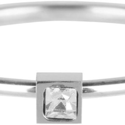 R500 Stylish Square Shiny Steel Crystal CZ