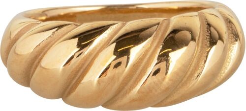R996 Chubby Croissant Ring Gold Plated Steel
