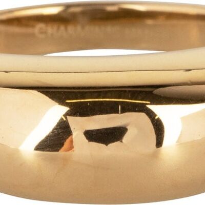 Anillo de acero chapado en oro liso y grueso R994