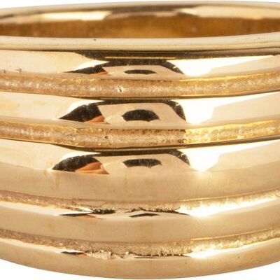 R992 Chunky Stripes Gold Plated Steel Ring