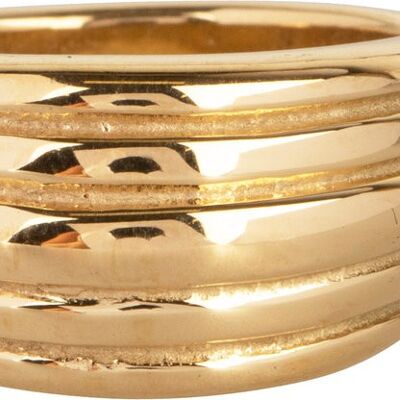 R992 Chunky Stripes Gold Plated Steel Ring