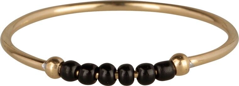 R0990 Anello ansia Palm BlackBeads Placcato oro