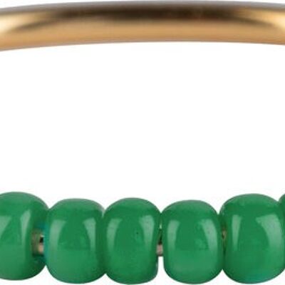 R0987 Anxiety Ring Palm Green Beads Goldplated