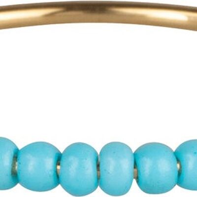 R0985 Anxiety Ring Palm Turquoise Beads Goldplated