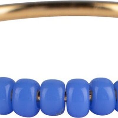 R0984 Anillo Ansiedad Palm Blue Beads Chapado en Oro