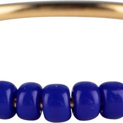 R0983 Anxiety Ring Palm Dark Blue Beads Goldplated