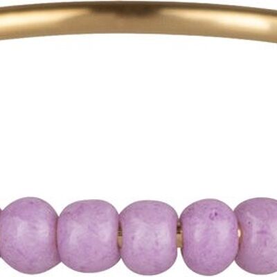 R0981 Ansiedad Anillo Palma Cuentas Lila Chapado en Oro