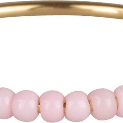 R0980 Anxiety Ring Palm Pink Beads Goldplated