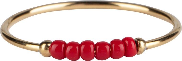 R979 Anello d'ansia Palm Red Beads Goldplated