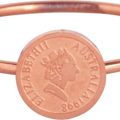 Anello in acciaio placcato oro rosa con moneta dei desideri R964
