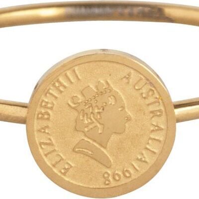 R963 Wish Coin Gold Plated Steel Ring
