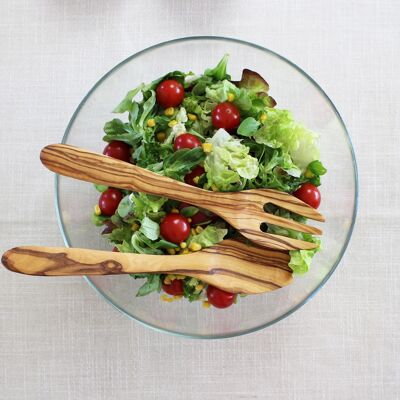 Salatbesteck aus Holz eckig