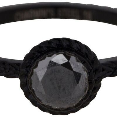 R809 Anello Charmin's acciaio lucido iconico nero vintage